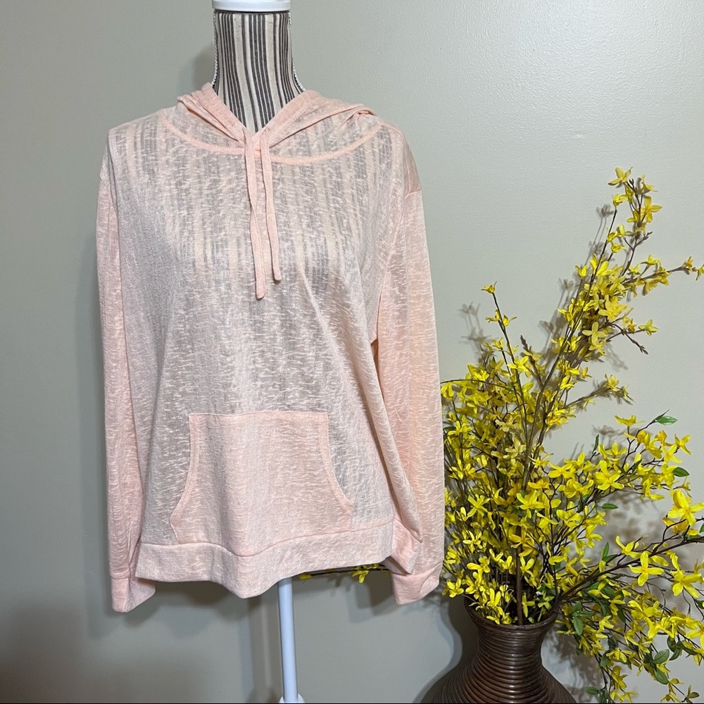 * NWT Weatherproof Vintage Peach See Through And Light Weight Hoodie - Size L